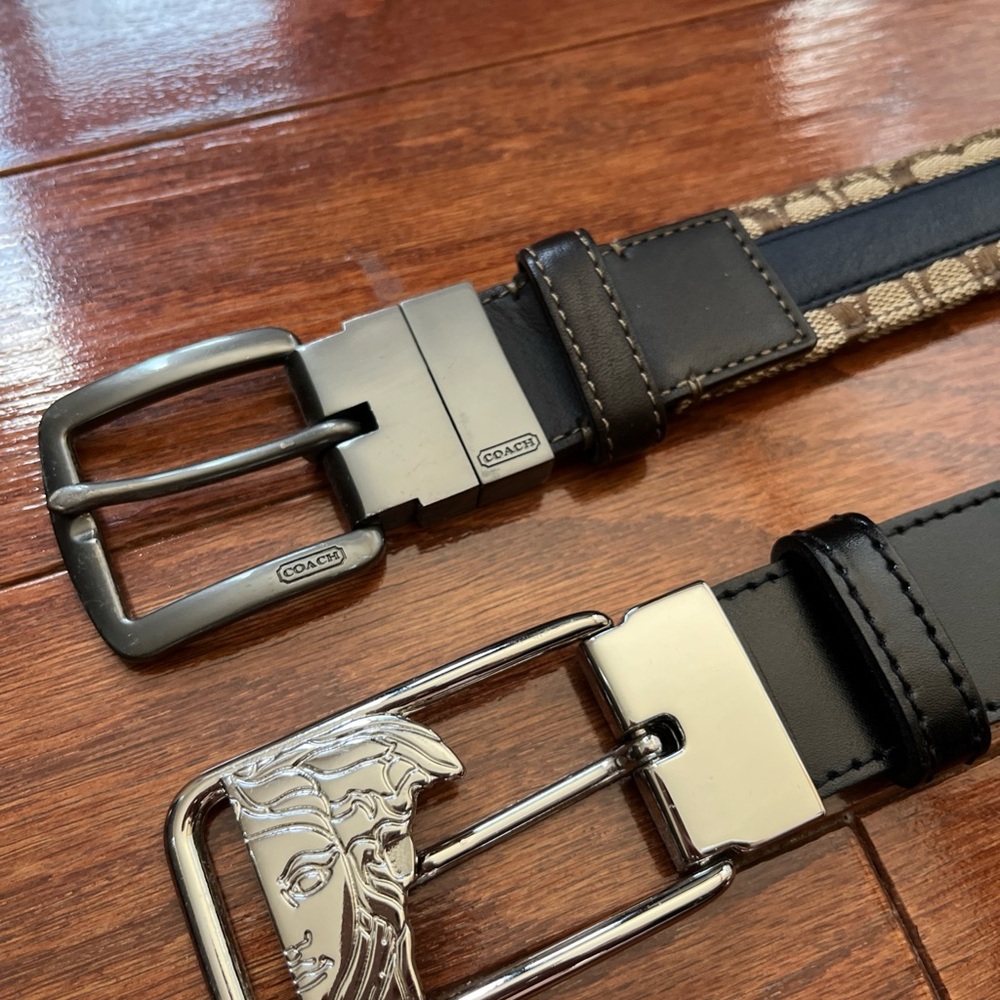 ✅ 2 RARE Vintage Belts + Full Suit! VERSACE Coach Calvin Klein MADE In ITALY🇮🇹